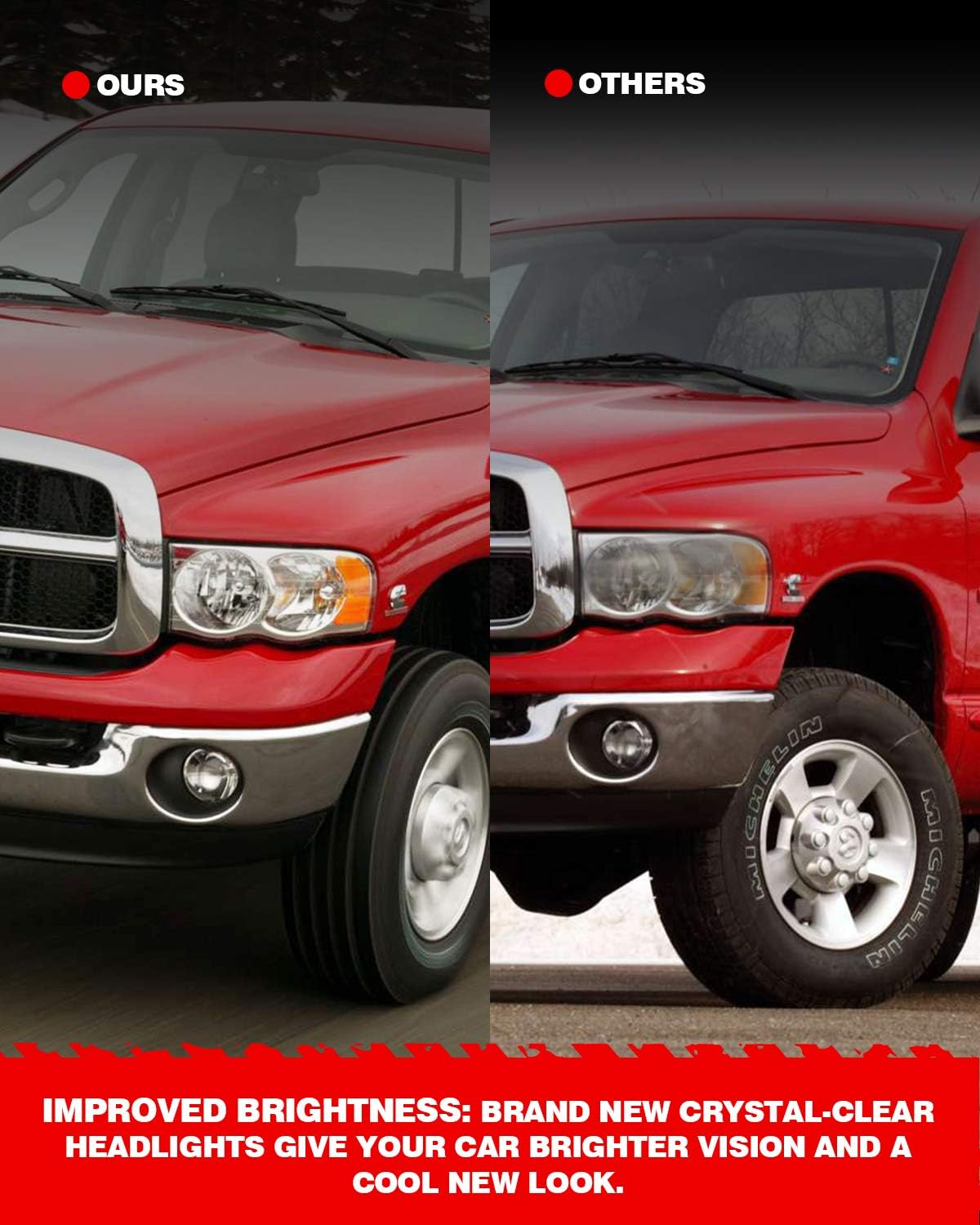 KAC Headlight Assembly Set, Compatible with 2002-2005 Ram1500/2500/3500, Chrome Housing, Clear Lens, Left & Right, OEM (CH2502135, CH2503135)