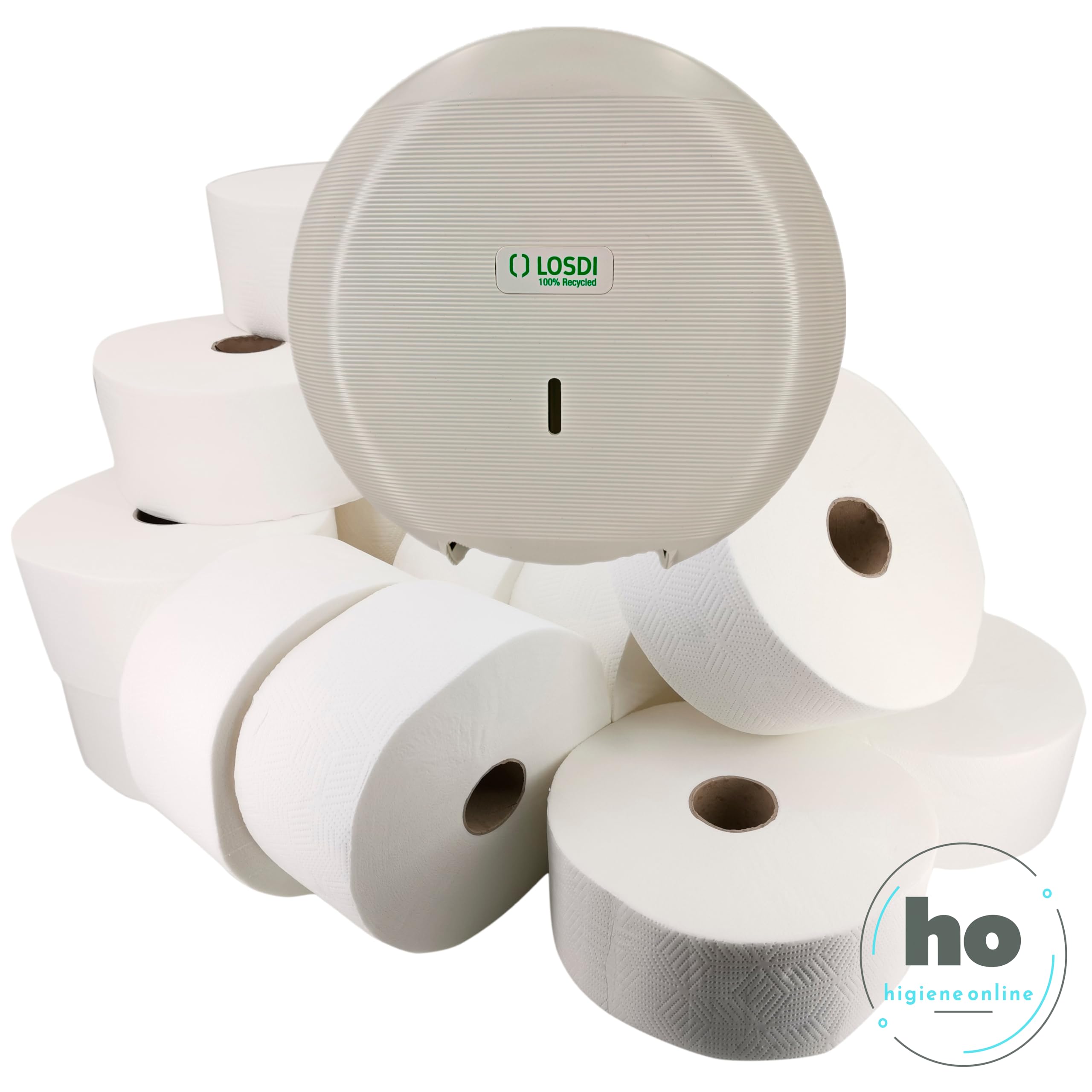 Pack Dispensador + 18 Rollos de Papel Higiénico Industrial