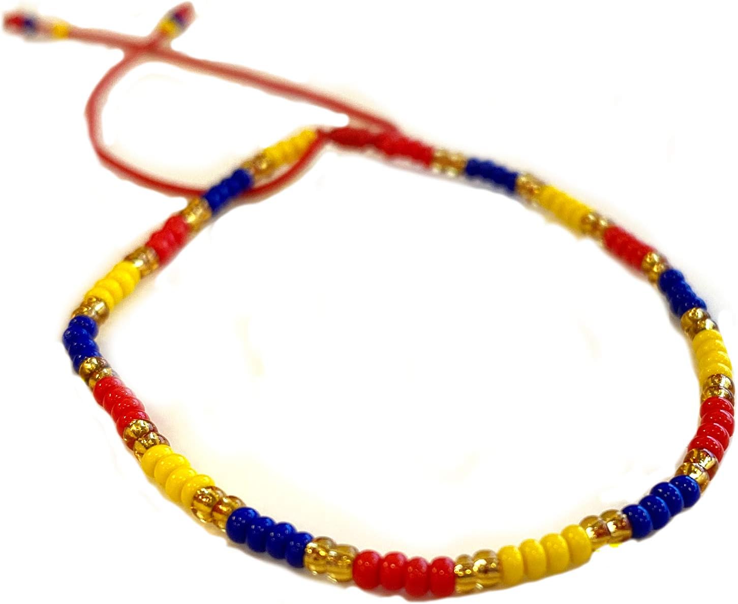 CharmsOfTheWorld Slim Handmade Bracelet from Medellin - Colombia Venezuela Ecuador Colors - Adjustable Knot