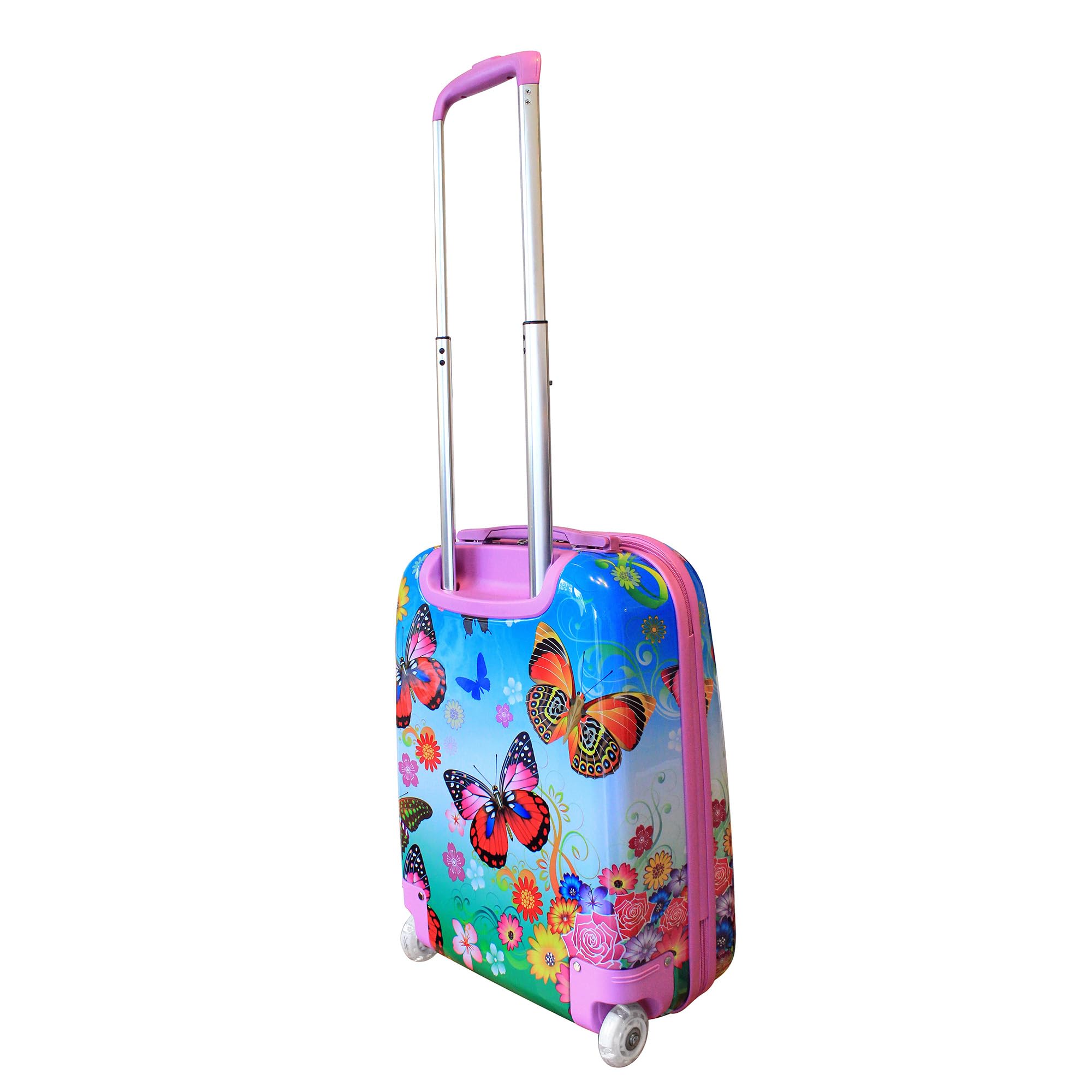 Karry Kinderkoffer Reisekoffer Trolley Hartschalen Koffer Handgepäck Mädchen LED Skater Rollen Schmetterling Butterfly 819