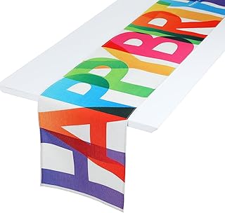 Colorful Happy Birthday Table Runner 13x72 Inch Birthdays Tables Runners Kitchen Dining Birthday Table Decorations for Outdoor Home Party Desktop Decor