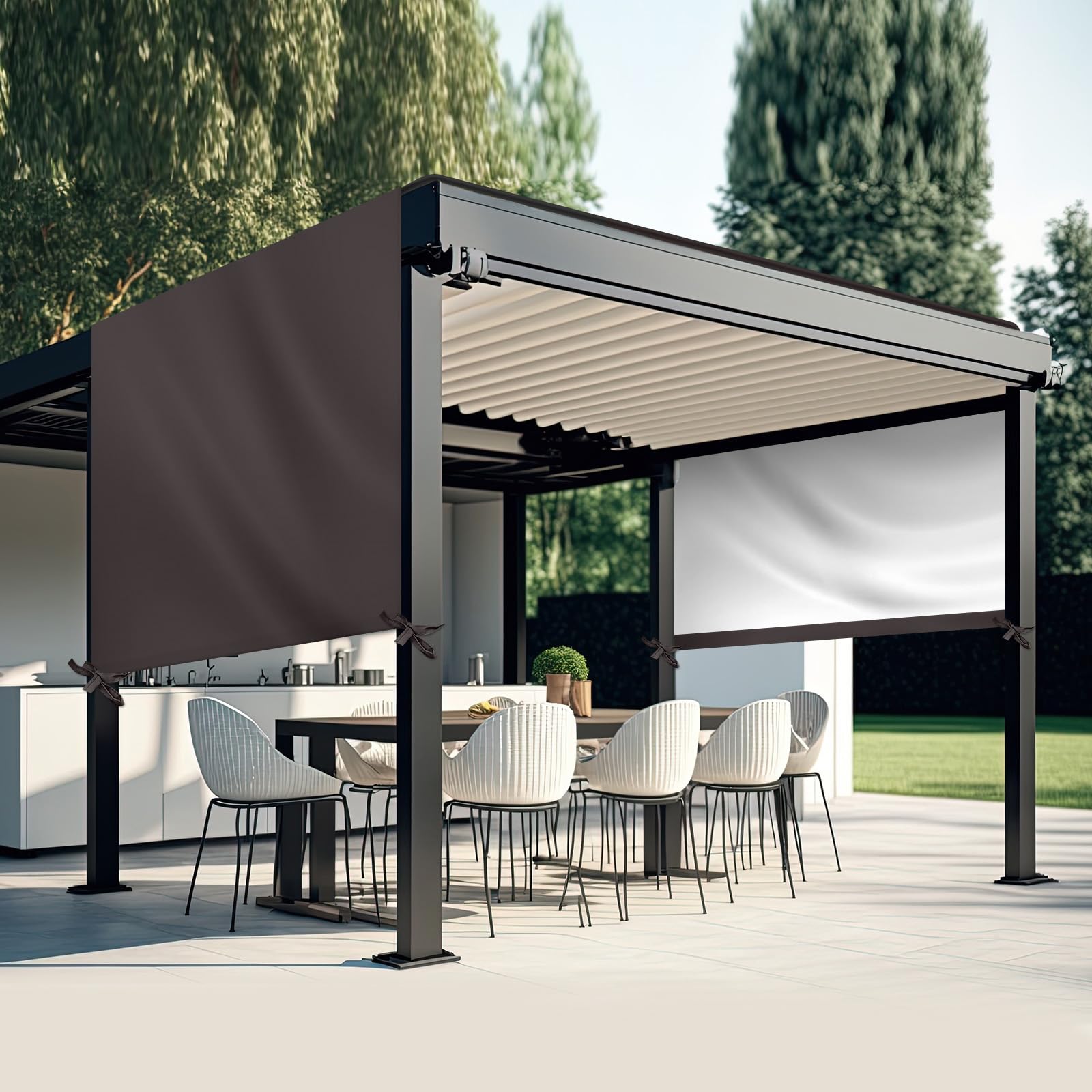 universal pergola replacement canopy outdoor canopy shade cover waterproof shade top cover for outdoor patio porch backyard(16 x 8 ft,coffee)