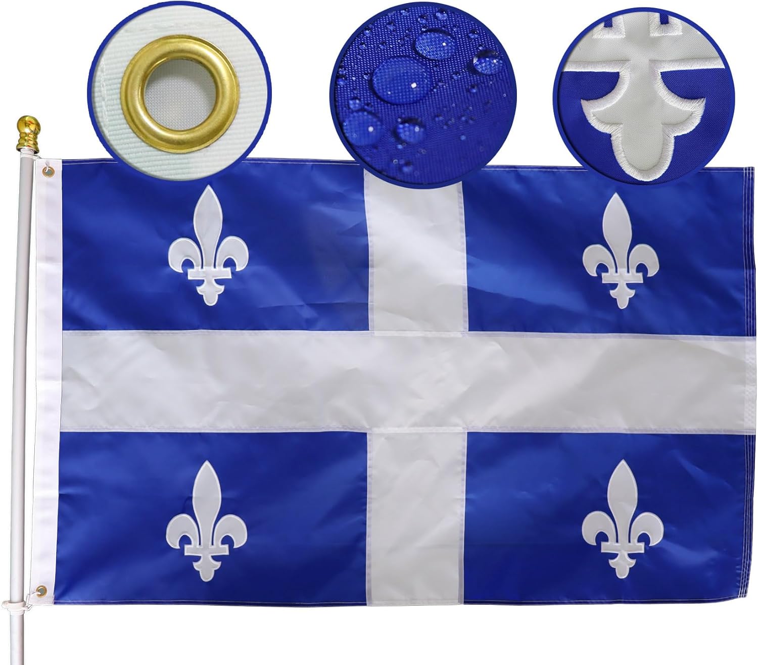 Premium Canada Nova Scotia Flag 3x5 Ft large - Nylon Embroidered Coat of arms of Scotland -Quadruple Stitched Fly Ends Province Ns Flags Outdoor/Indoor Banner Yard Decoration