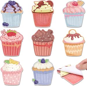 Geyee Cupcake-Shaped Sticky Notes, 8 Packs, 160 Sheets