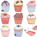 Geyee 8 Pcs Sticky Notes Cupcake Shaped Sticky Notes Yummy Notes Cute Kawaii Novelty Food Snacks Notepad Memo Note Notepad for Home Office Notebook Bookmarks School Supplies Students