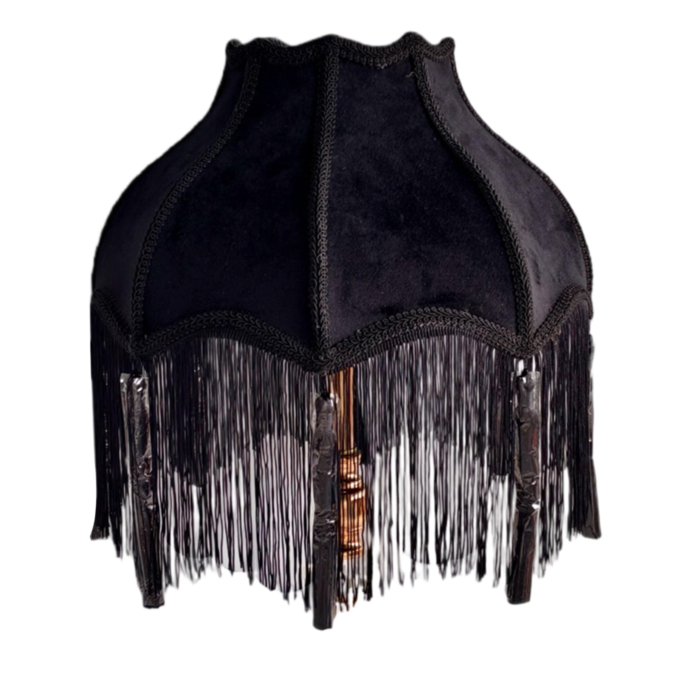 Ngbbby Vintage Lamp Shade With Tassel Accents, Scalloped Lamp Shade for Hotel Home Ceiling Dining Room, Black, Vintage