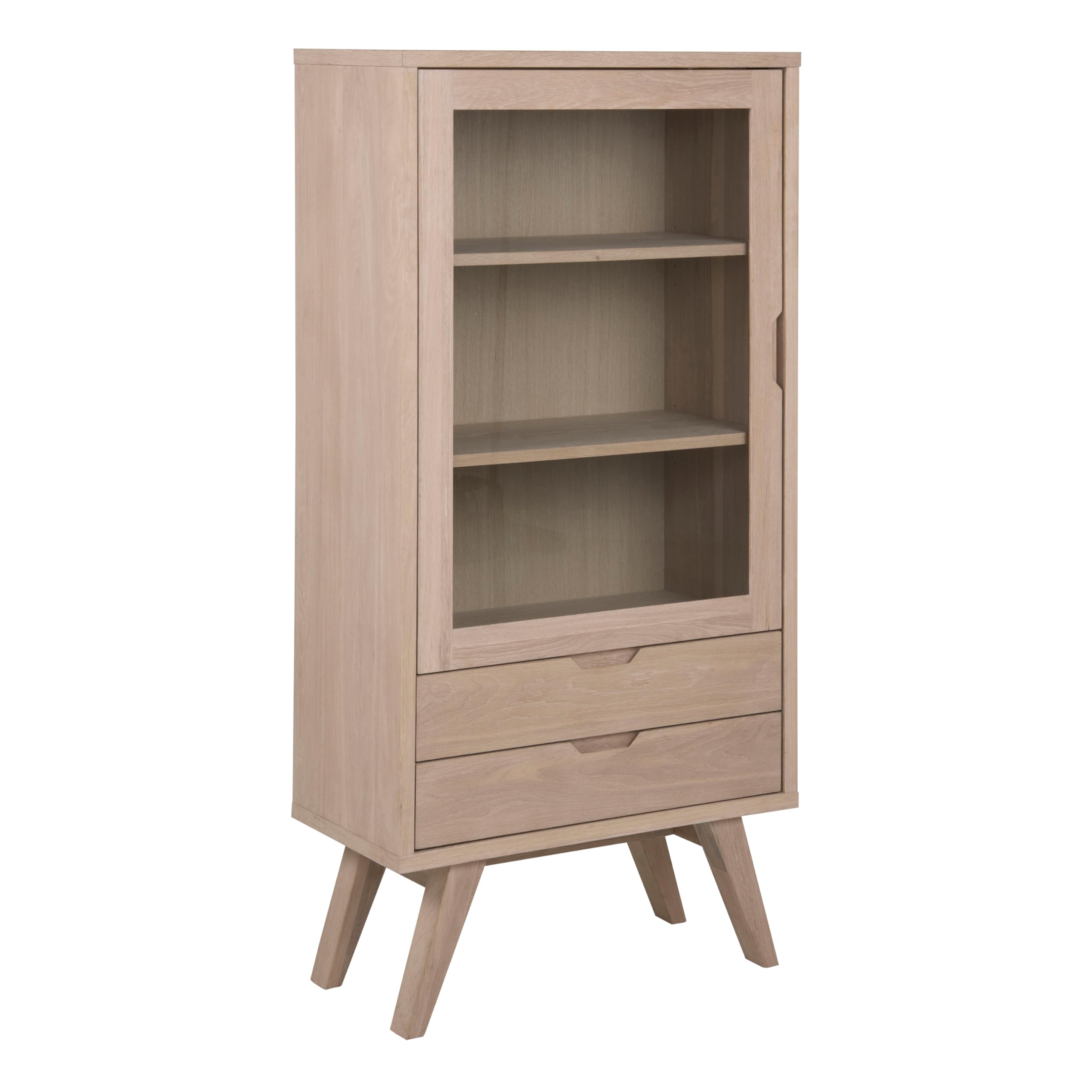 Furniture To Go | A- Line, White Oak, Display Cabinet with 2 Drawers and 2 Shelves