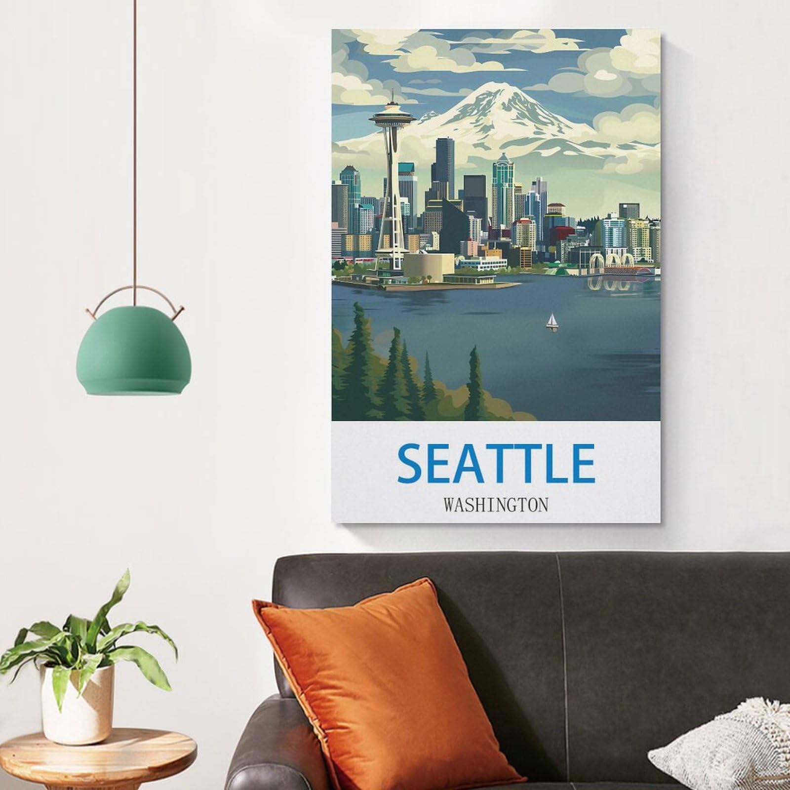 Poster Vintage Seattle Washington - Impression Sur Toile 20x30cm - Décoration Murale Moderne Pour Salon, Chambre, Bureau
