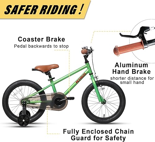 Miniatura 2 de Petimini Pongo - Bicicleta para niños de 12, 14, 16, 18 pulgadas, para niños de 5, 6, 7, 8 años, estilo retro, vintage, estilo BMX, con campana y