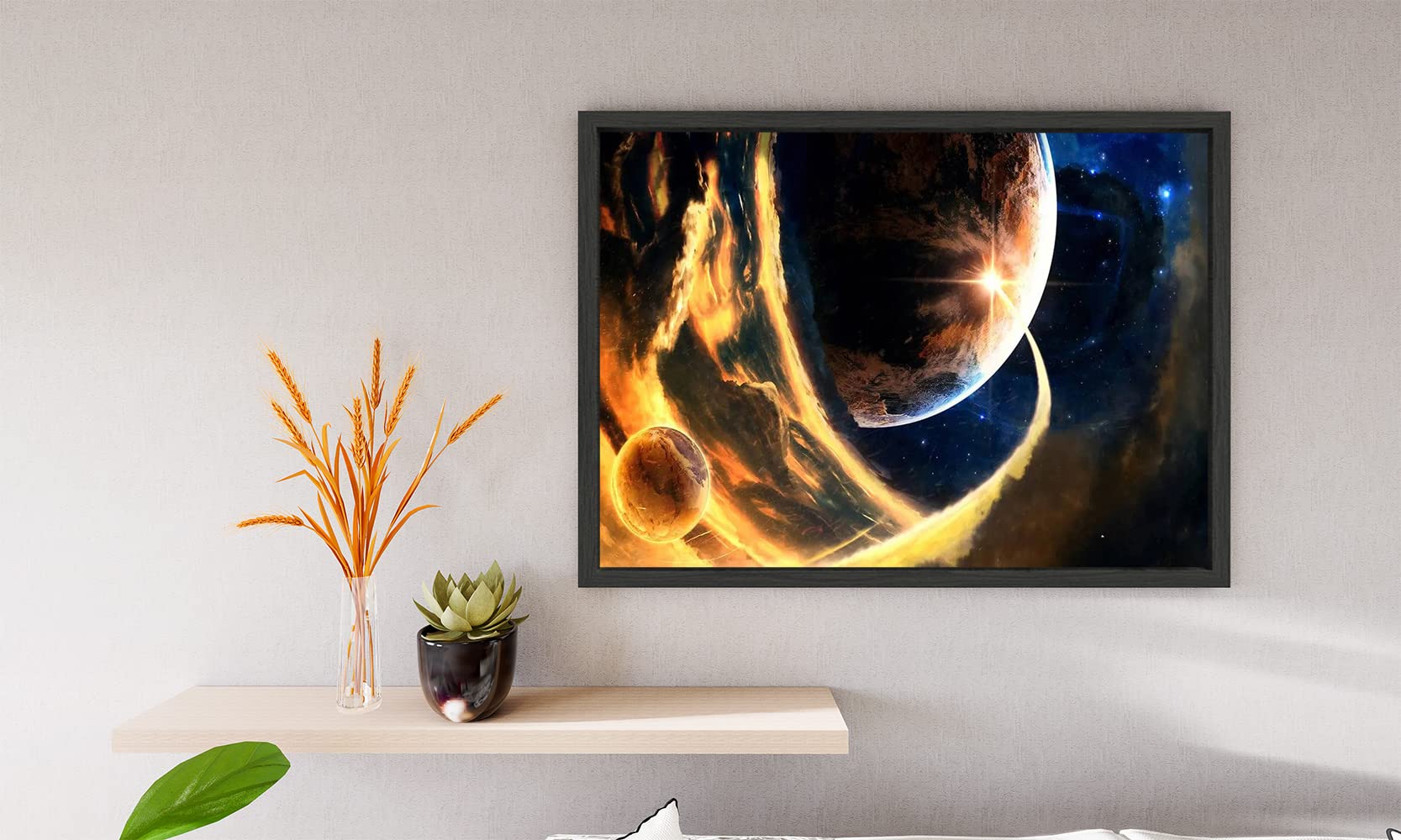VERRE ART Printed Framed Canvas Painting for Home Decor Office Wall Studio Wall Living Room Decoration (14x10inch Black Floater) - Interactive Solar Flare