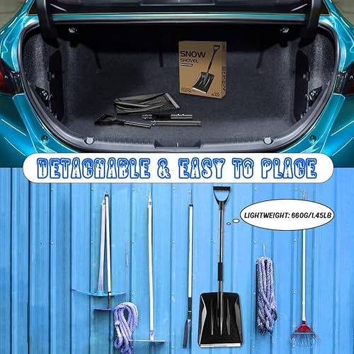 Miniatura 7 de Pala de nieve para la entrada del automóvil, palas de nieve para remoción de nieve, ligera, portátil, ajustable, de gran capacidad, perfecta para