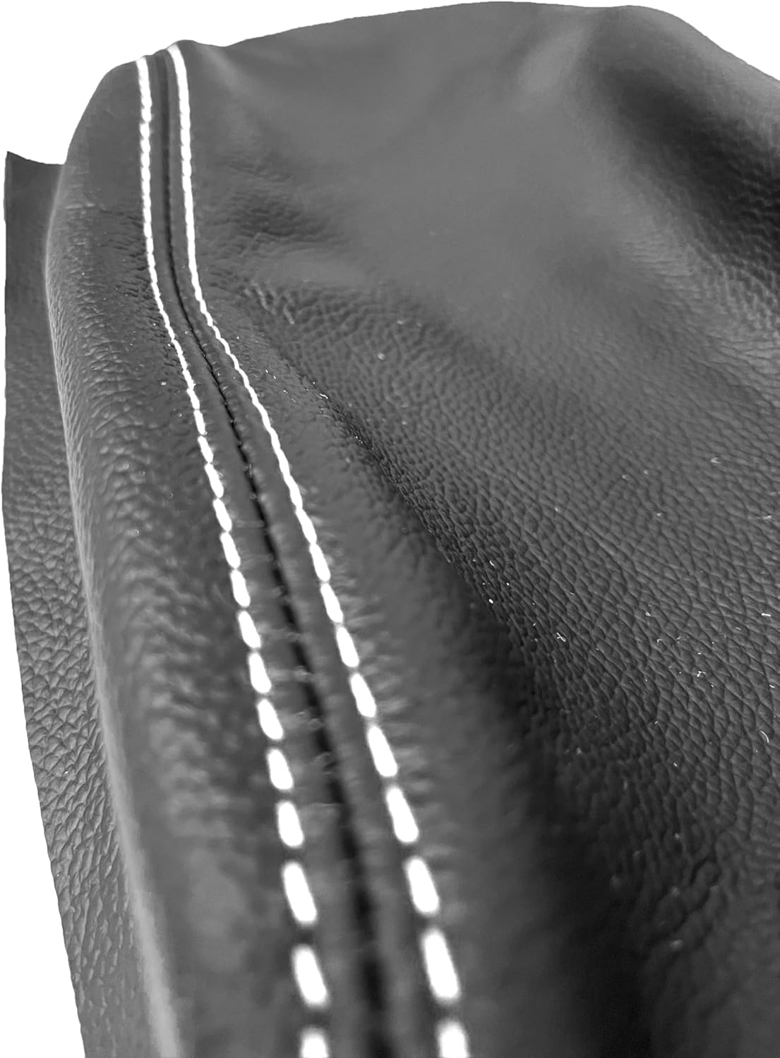 Black Genuine Leather Center Console Armrest Cover Compatible with BMW 1991 1992 1993 1994 1995 1996 1997 1998 1999 2000 2001 2002 2003 2004 2005 (Made in USA) (White Stitching)