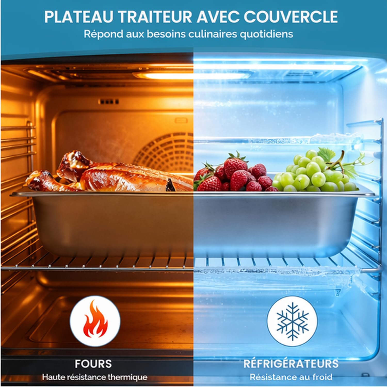 Lot de 3 Bac de Cuisson en Inox 32,5 x 17,5 x 6,5 cm Plateau Inox pour Pâtisserie Gratin Frites