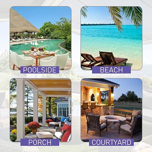 Miniatura 8 de Mesas de patio de 32 pulgadas, mesas de bistró para patio, mesas de comedor al aire libre, mesa cuadrada de vidrio templado con agujero para