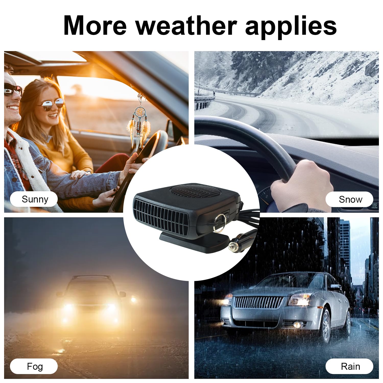 Riscaldatore per Auto, Riscaldatore e Sbrinatore Portatile 12V 150W, Ventola di Riscaldamento/Raffreddamento 2 in 1, Ventola di Riscaldamento con Accendisigari