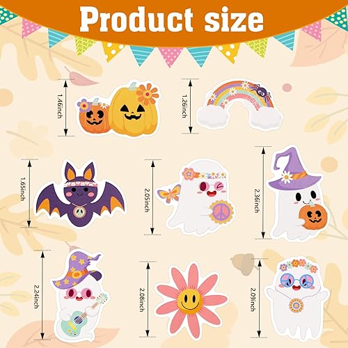 Miniatura 3 de Konsait 24 adornos para cupcakes de fantasmas de Halloween, temática hippie de Little Boo, para fiestas de Halloween, decoración de fiesta de feliz