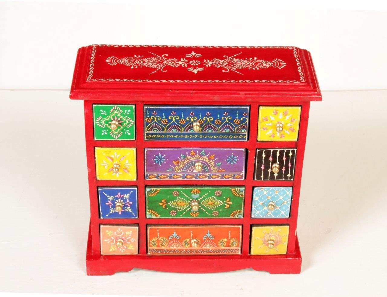 Home and Bazaar Traditional Handpainted 8+4 Drawer Chest. 10.75x4.5x11.25 Inch 2