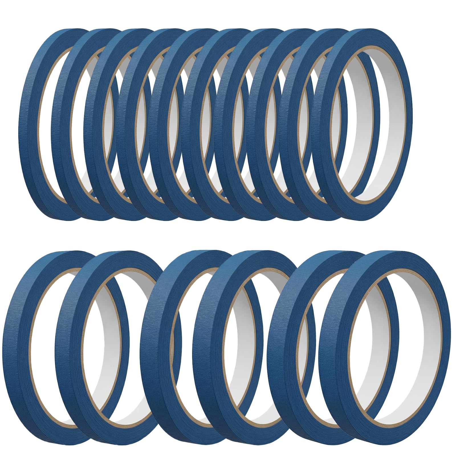 16 Rolls Blue Masking Tape for Painting Tapes, 5mm/7mm/10mm/12mm x 20m