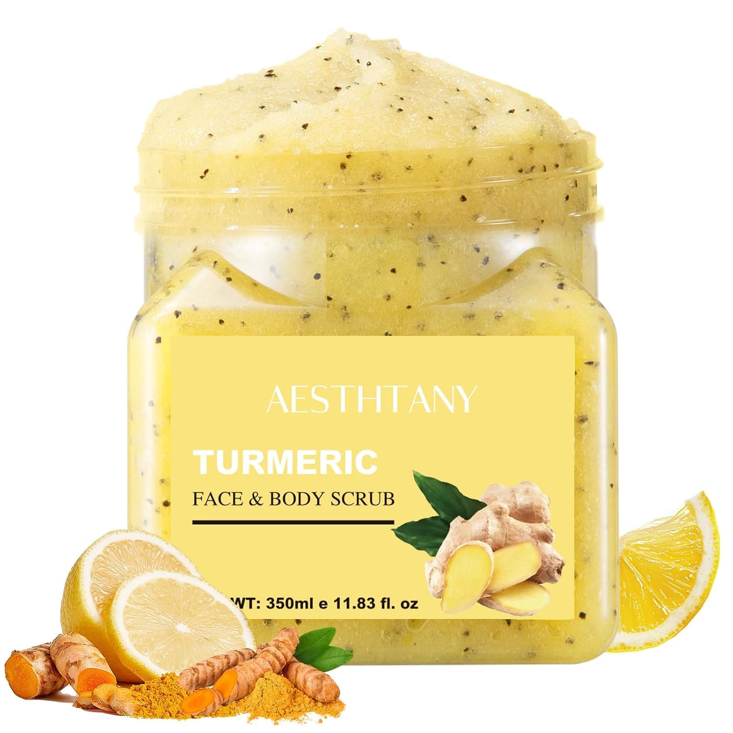 O'KADY Turmeric Body Scrub,Body Exfoliator Scrub,Lighten Hyperpigmentation,Remove Skin Keratin and Oil,May Help Improve Skin Roughness,Body Skin Care 350ML