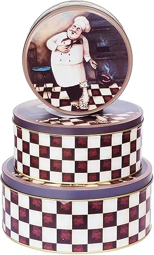 Juego de 3 latas de galletas de Navidad negras y doradas con tapas, latas de regalo redondas y resistentes, recipiente para hornear pasteles de