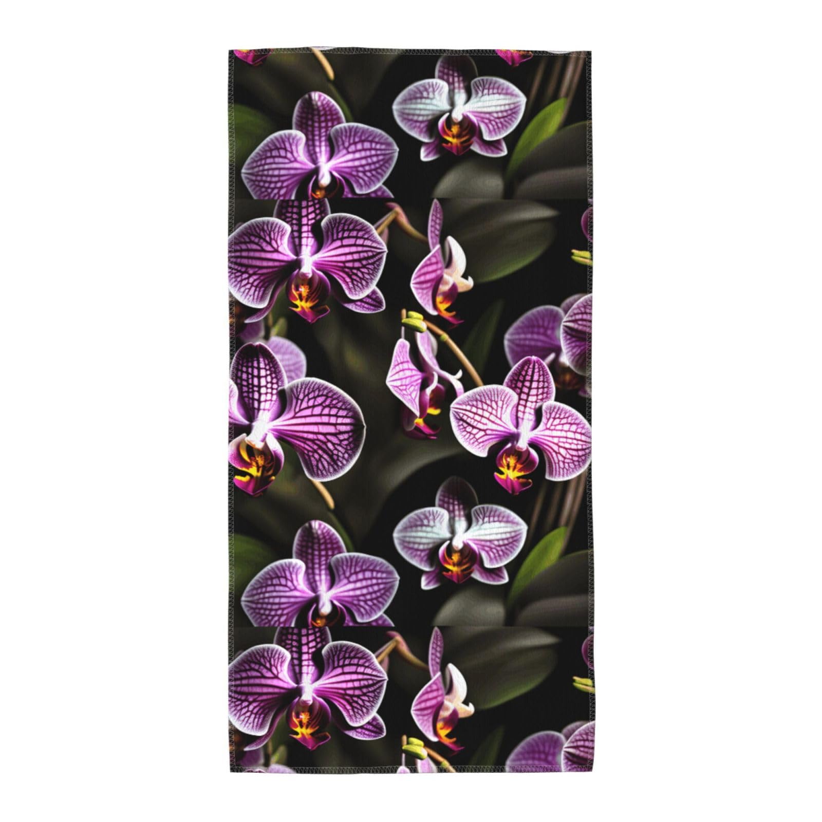 Oazcvbnn Unisex Black Purple Orchids Print Print Extra Long Beach Towel Soft Comfortable Quick-Dry Gym Hiking Picnics Swimming