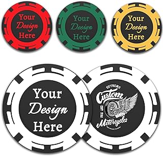100 Custom Poker Chips, Personalized Plastic Drink Token Chips with Full-Color Double Sided Printing, Add Your Logo, Text or Image for Bar, Business Promotion, Casino Night, Board Games