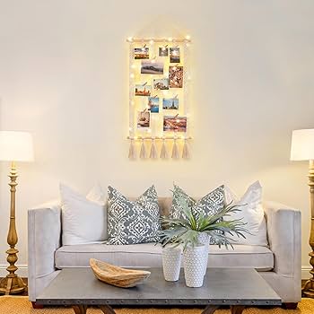 Amazon.com: Dahey Macrame Hanging Photo Display Dorm Wall