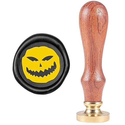 Miniatura 1 de CRASPIRE Sello de cera de Halloween con diseño de calavera, vintage, fantasma, retro, de 0.98 pulgadas, cabeza de latón extraíble, mango de madera