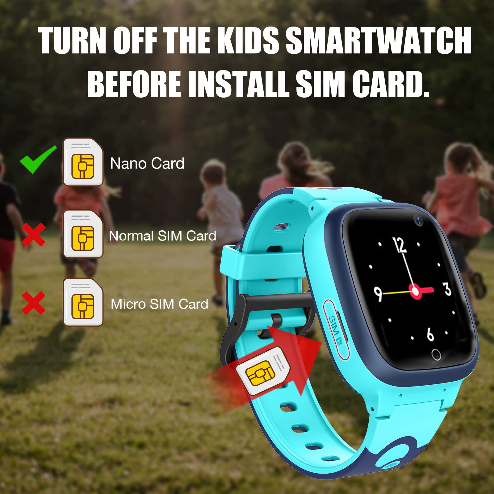 Rastreador lbs de reloj inteligente para niños, reloj inteligente para Niños SOS juego matemático llama a la Cámara pantalla táctil juego de pantalla táctil alarma para niños y niñas (Azul Oscuro)
