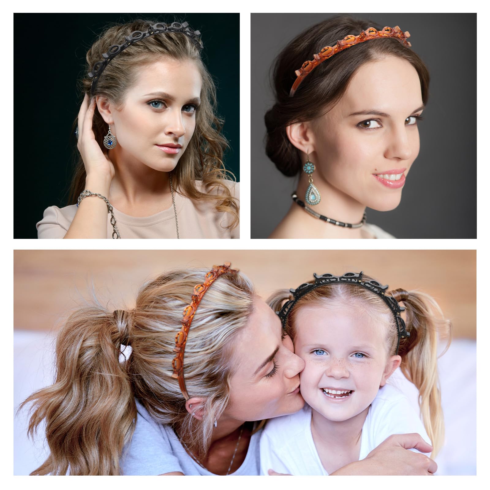 Double Bangs Hairstyle Hairpin,2 Pack Hairpin Headband Twist Clip