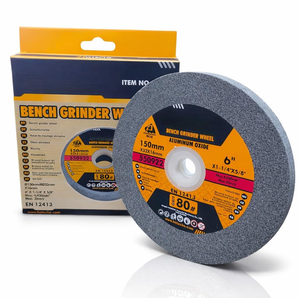 Disco Mola Abrasiva per Smerigliatrice da Banco 150x32x16 mm Grana 80 | Pietra Abrasiva ad Alte Prestazioni per Metallo, Pietra e Fai-da-Te