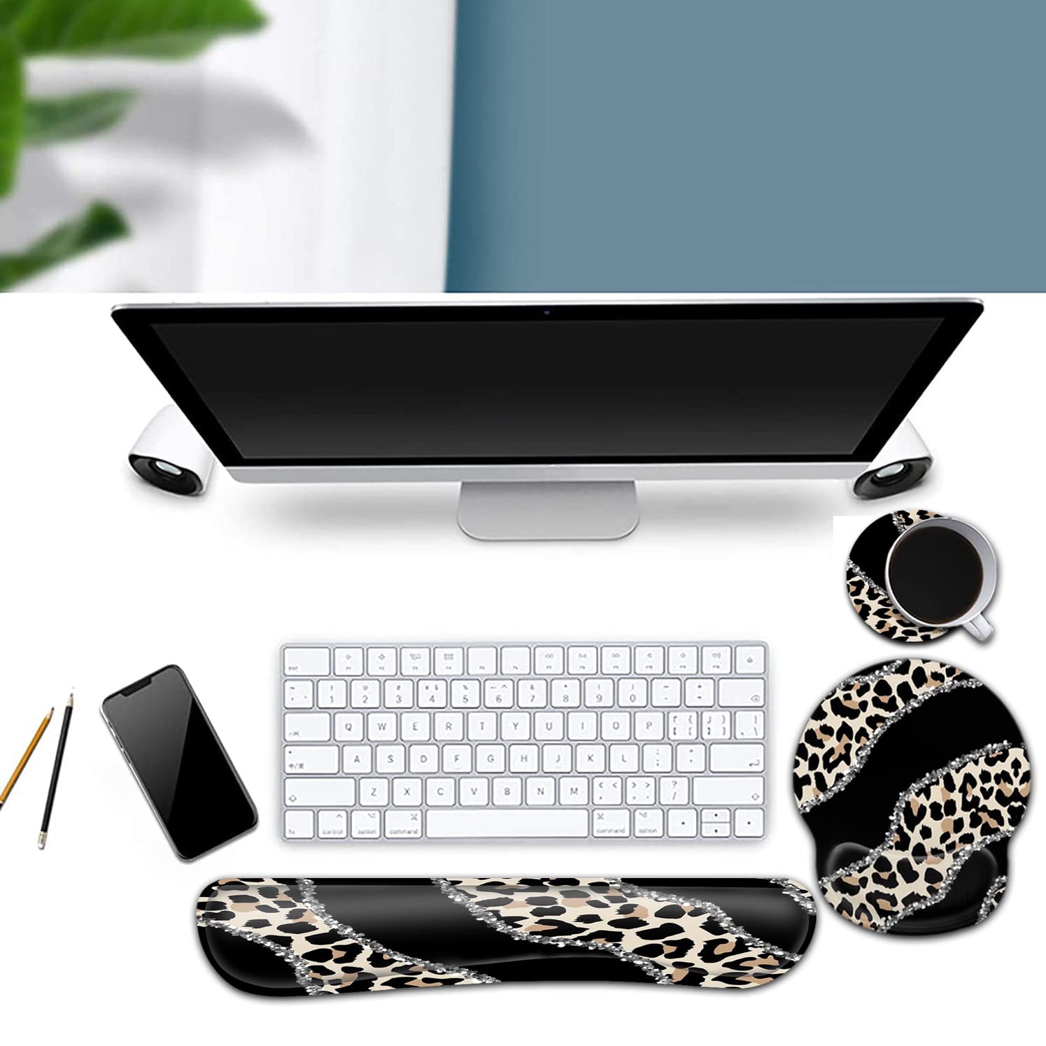 Tappetino per mouse ergonomico con supporto per il polso e poggiapolsi in memory foam, per gaming, computer, ufficio, laptop, facile digitazione tappetino per mouse wireless, tappetino per mouse