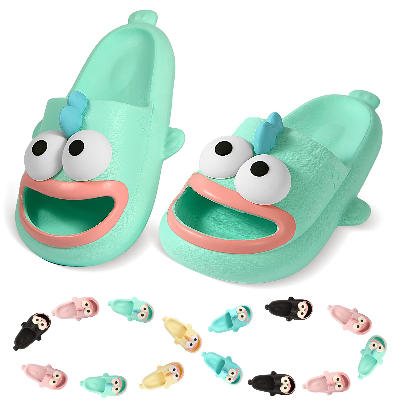 Fish Slippers Tongue Kiss Cloud Slides for Women Men, Summer Funny Flip Flops, Open Toe Animal Slide Sandals Shoes for Indoor Outdoor