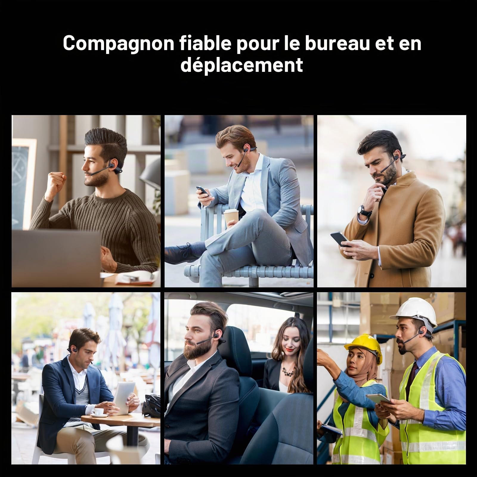 Nuroum OW20B Casque Bluetooth sans Fil avec Micro, Antibruit pour Les Appels, Connexion Multipoint Bluetooth 5.3, 15H Oreilles Libres Confort écouteurs sans Fil pour Le Travail/Bureau/la Conduite,Noir