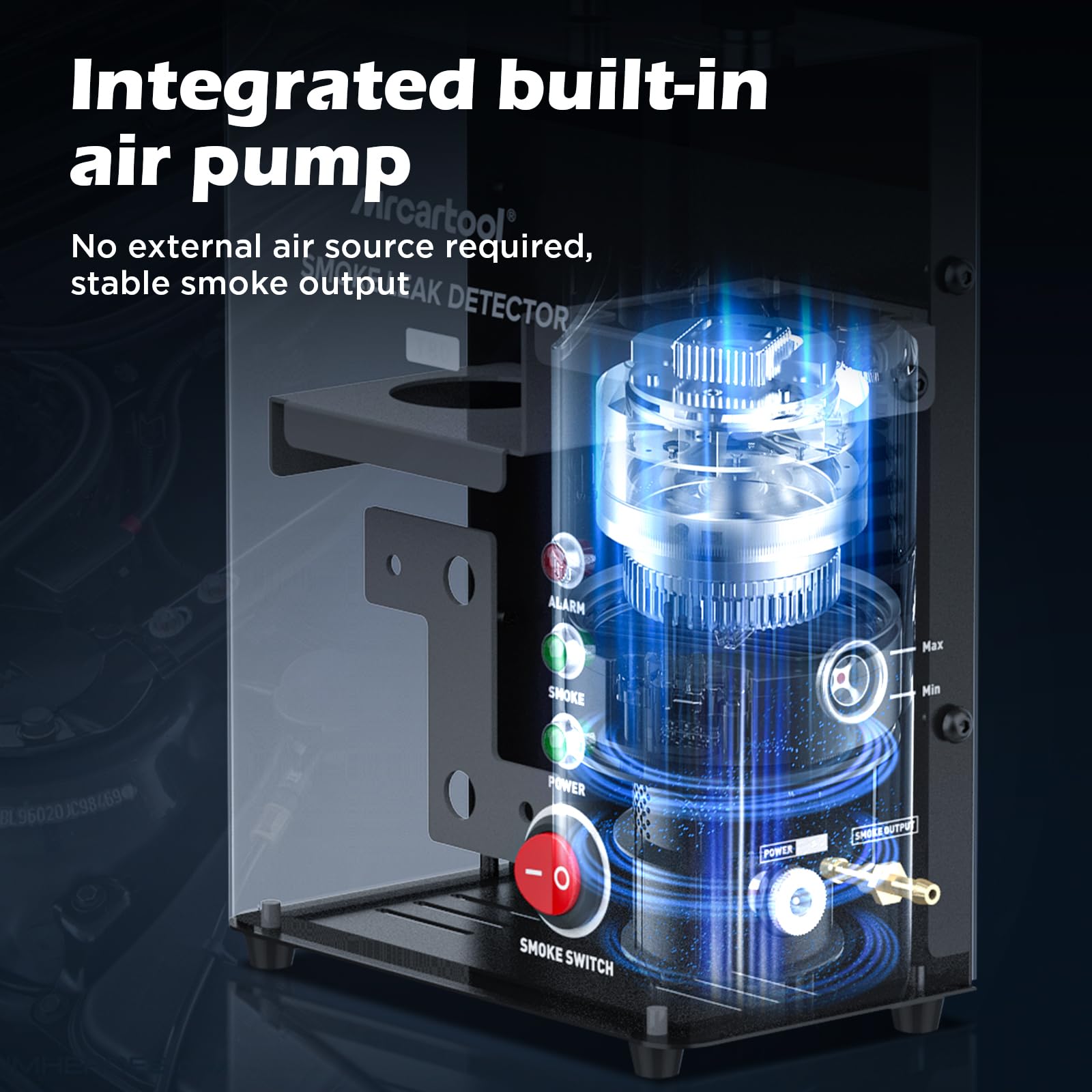 Detector de Fugas de Humo automotriz, Prueba de Humo 12V CC para Sistema de tuberías, Fuga de Combustible, detección de Fugas de vacío para Todos los automóviles;Con bomba de aire integrada.