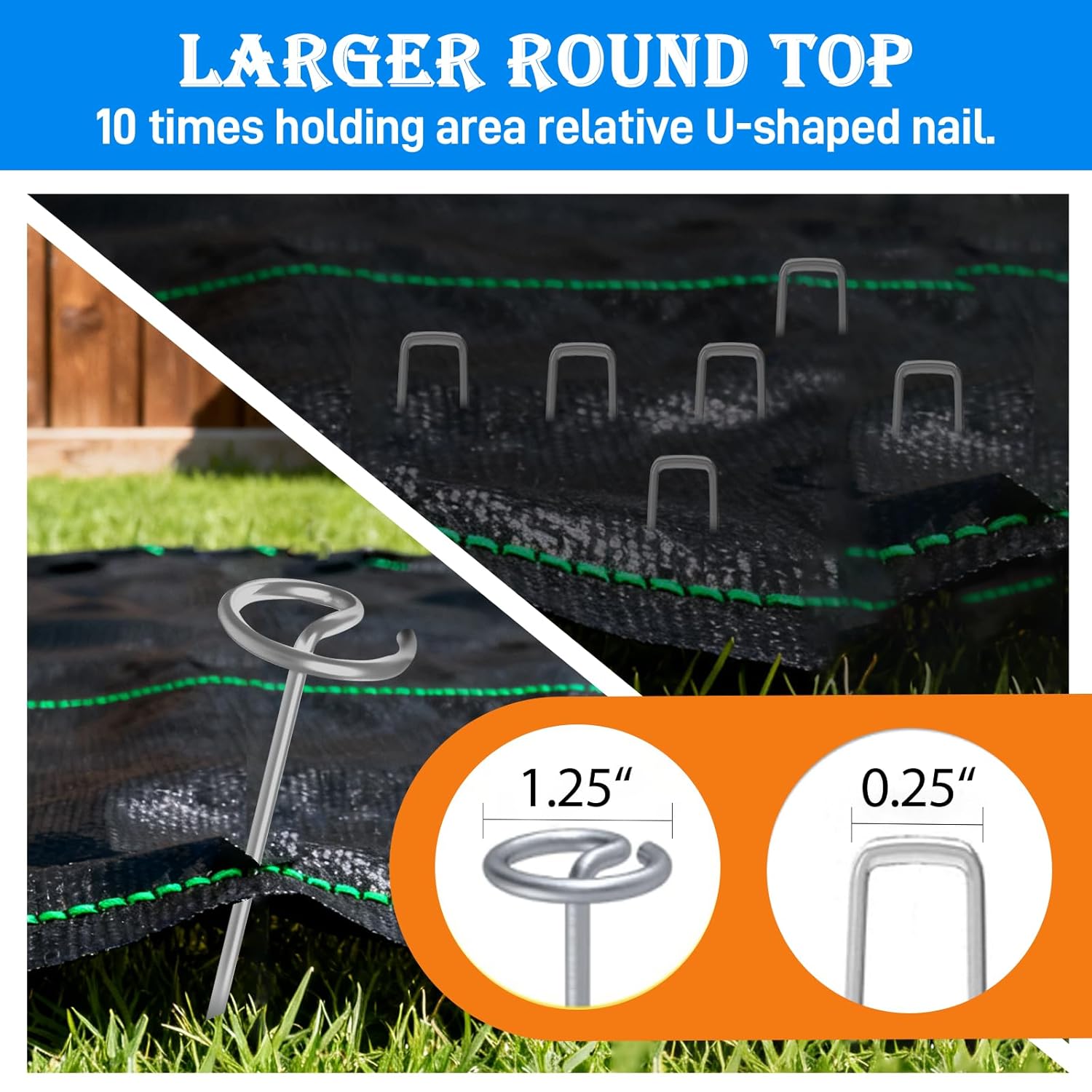 120 PCS Landscape Fabric Pins, 8 Gauge Galvanized Steel Garden Staples with 1.3 inch Landscape Fabric pins & Free Staple Puller - Heavy Duty Weed Barrier Pins (120 Pcs Galvanized Steel)