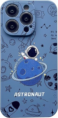 Funda transparente para iPhone 14 Pro Max, diseño de astronauta espacial, planeta y luna, diseño elegante de TPU a prueba de golpes, antideslizante,