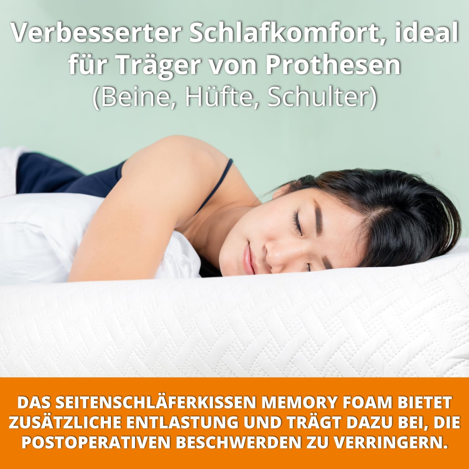 Seitenschläferkissen Memory Foam 40 x 145 cm XXL Gel Viscoschaum Orthopädisch Kissen für Schwangere