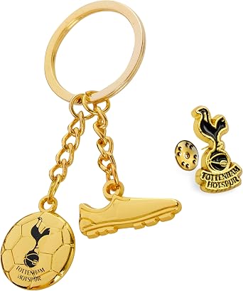 Tottenham Hotspur F.C. Keyring and Pin Badge Gift Set, Supporters Gear - Spurs Gifts
