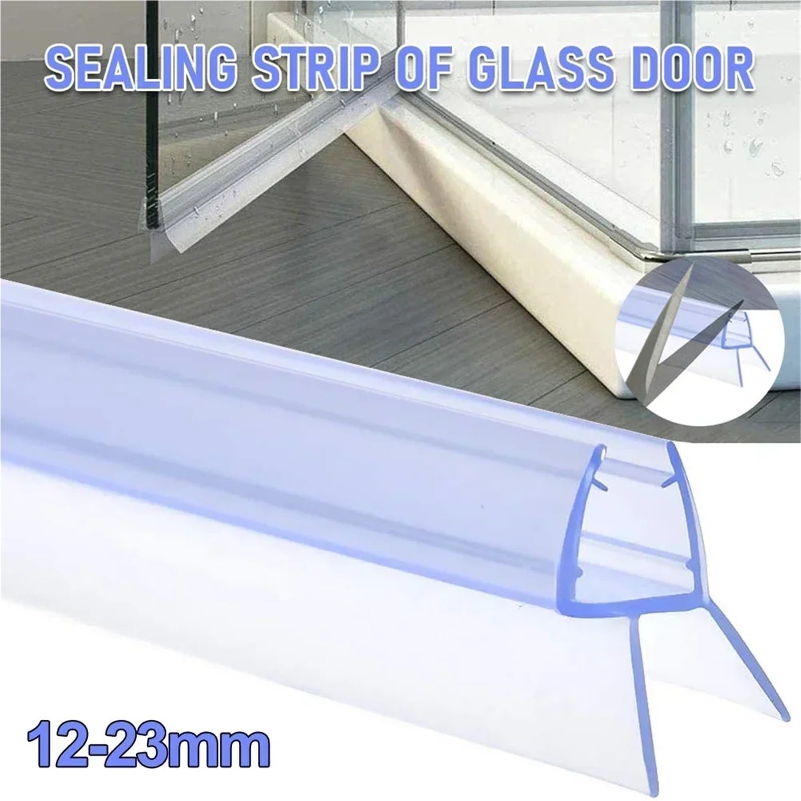 4 m transparenter Wasserabweiser, PVC-Dichtungsstreifen, Dichtungsstreifen, Wasserstopper, wasserdichter Duschwand-Dichtungsstreifen für Duschtüren, Glas(17mm)