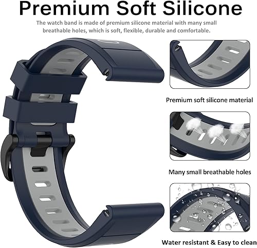Miniatura 3 de Miimall Compatible Garmin Fenix 7S6S5S Bands, 20mm Width Soft Silicone Sport Waterproof Replacement Strap Band for Garmin Fenix 7S7S Solar7S
