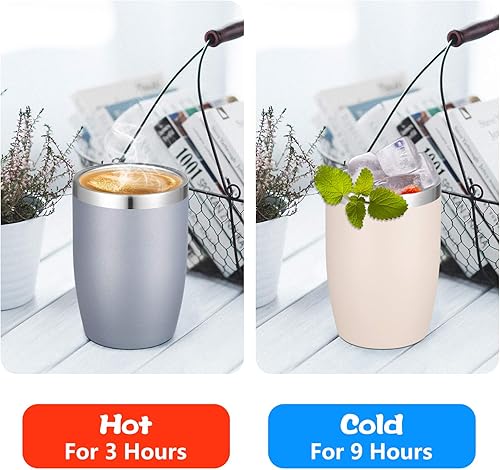 Miniatura 3 de VEGOND - Vaso de acero inoxidable con tapa y popote, 12 onzas, doble pared con aislamiento térmico al vacío, taza de café reutilizable y portátil