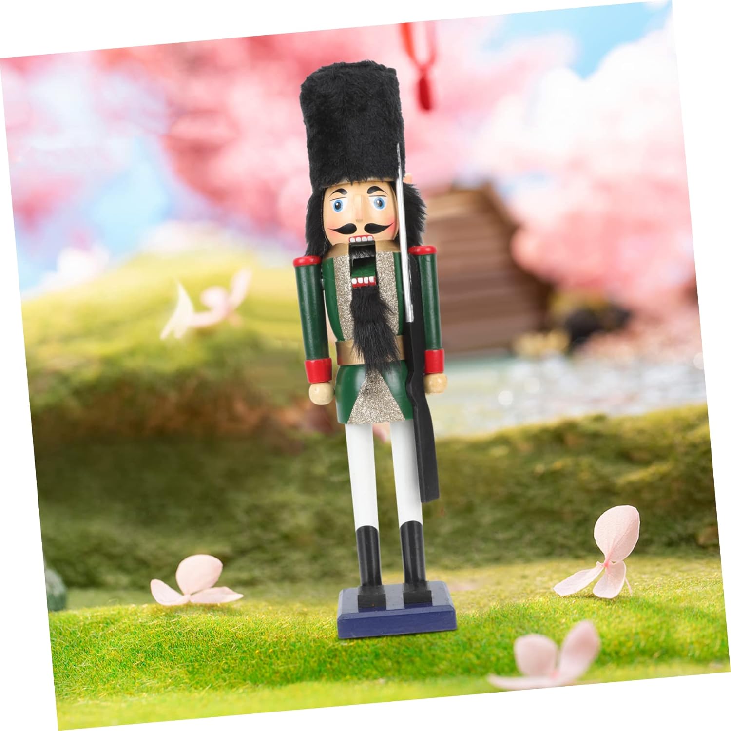 PRETYZOOM Wooden Nutcracker Soldier Ornament Hand-Painted Festive Decor for Weddings and Parties Unique Desktop Accessory Coat for Boys and Girls and Collectors