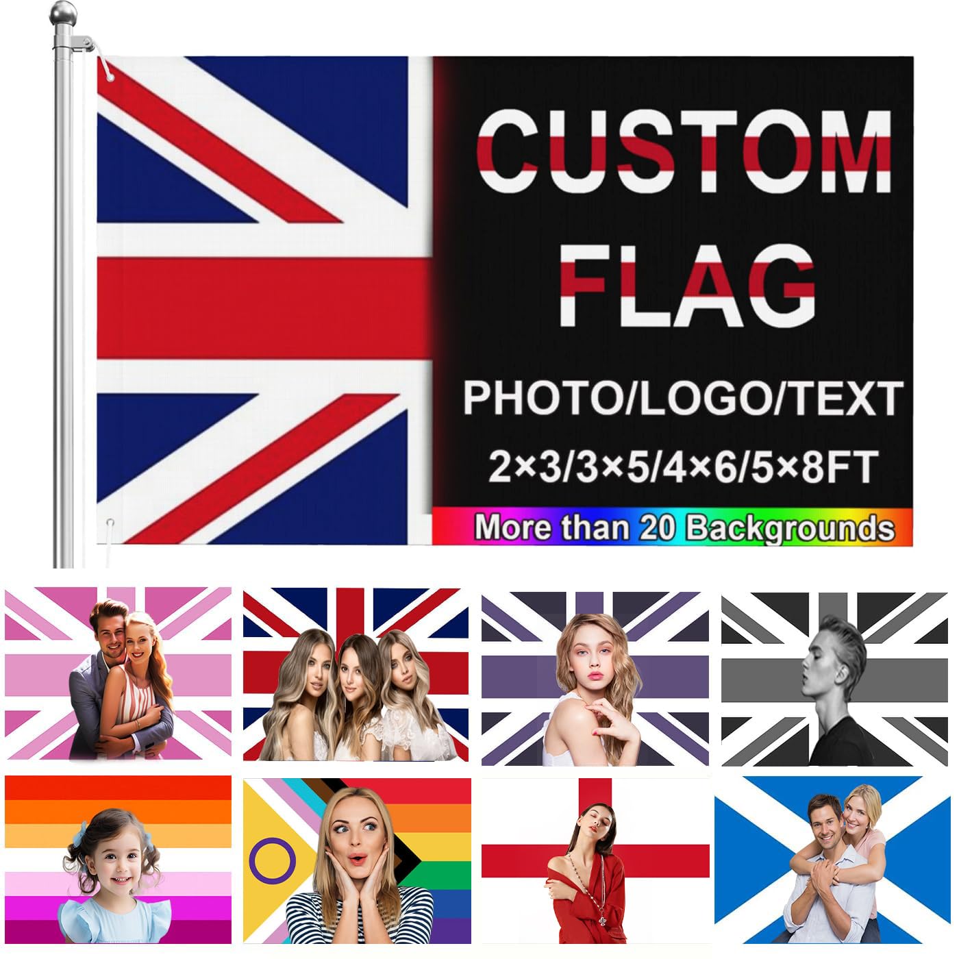 Custom Pink Flag/Banner/Tapestry,Design Your Photo/Logo/Text,Personalized Funny Flags Double Sided,for Home Decorate,Garden,Rooms,Clubs,Concerts,Outdoors (2x3ft/3x5ft/4x6ft/5x8ft)