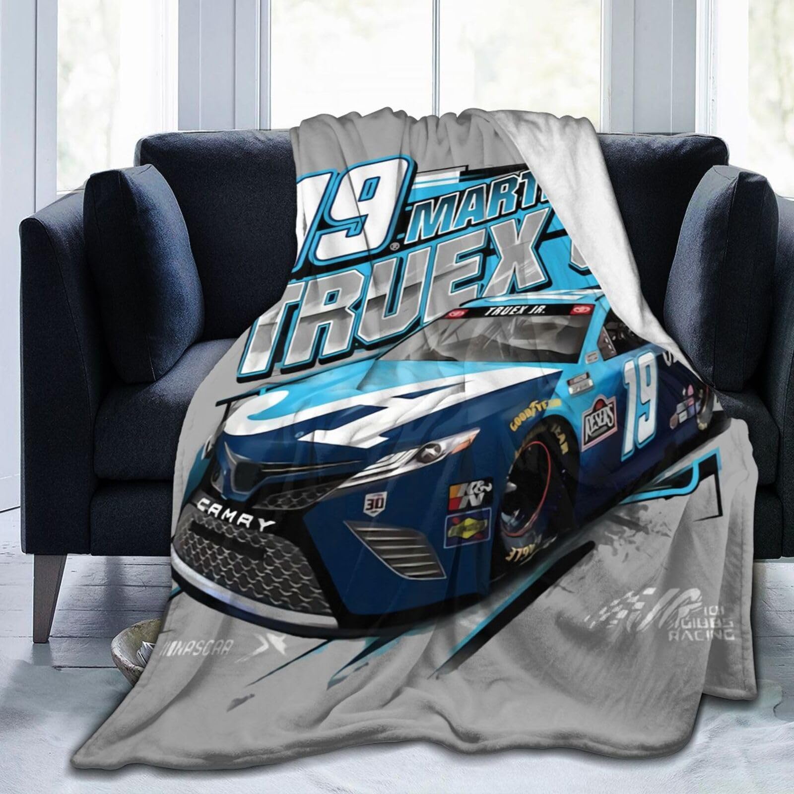 Martin Truex Jr 19 All Season Fleece Blanket Throw Ultra Soft Flannel Blanket Digital Printed Premium Fluffy Microfiber Fleece