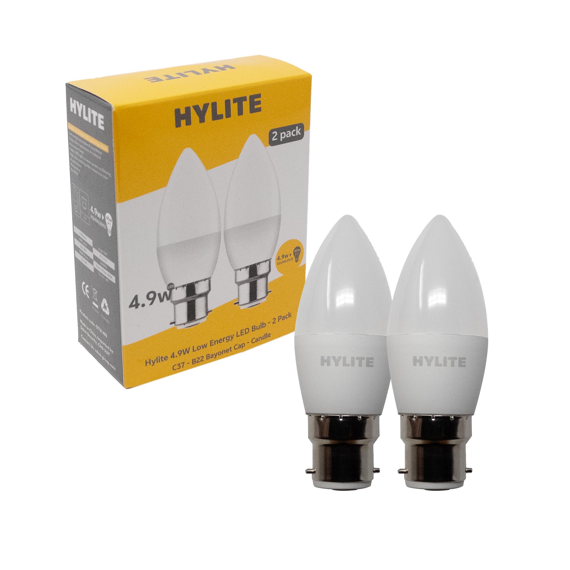 Hylite 4.9W C37 Candle LED Bulb - Warm White - 2 Pack - View #14