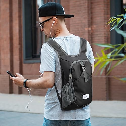 Miniatura 8 de G4Free Mochila de senderismo de 10L, impermeable, ligera, para senderismo, bolsa de hombro plegable para viajes al aire libre, Negro -, Mochilas