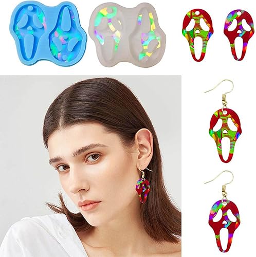 Miniatura 5 de Moldes de resina para aretes de Halloween, molde de silicona para fundición de epoxi, molde de epoxi para hacer joyas