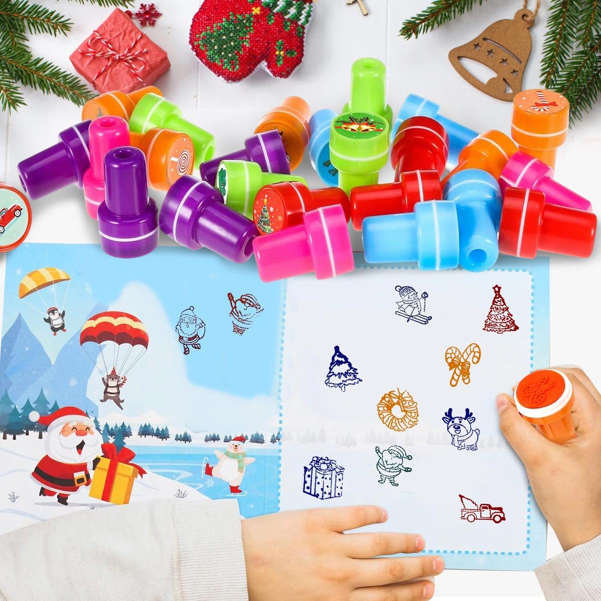 Set Di 24 Timbri Autoinchiostranti Per Bambini – Motivi Demoni E Cartoni Animati, Per Feste E Attività Creative