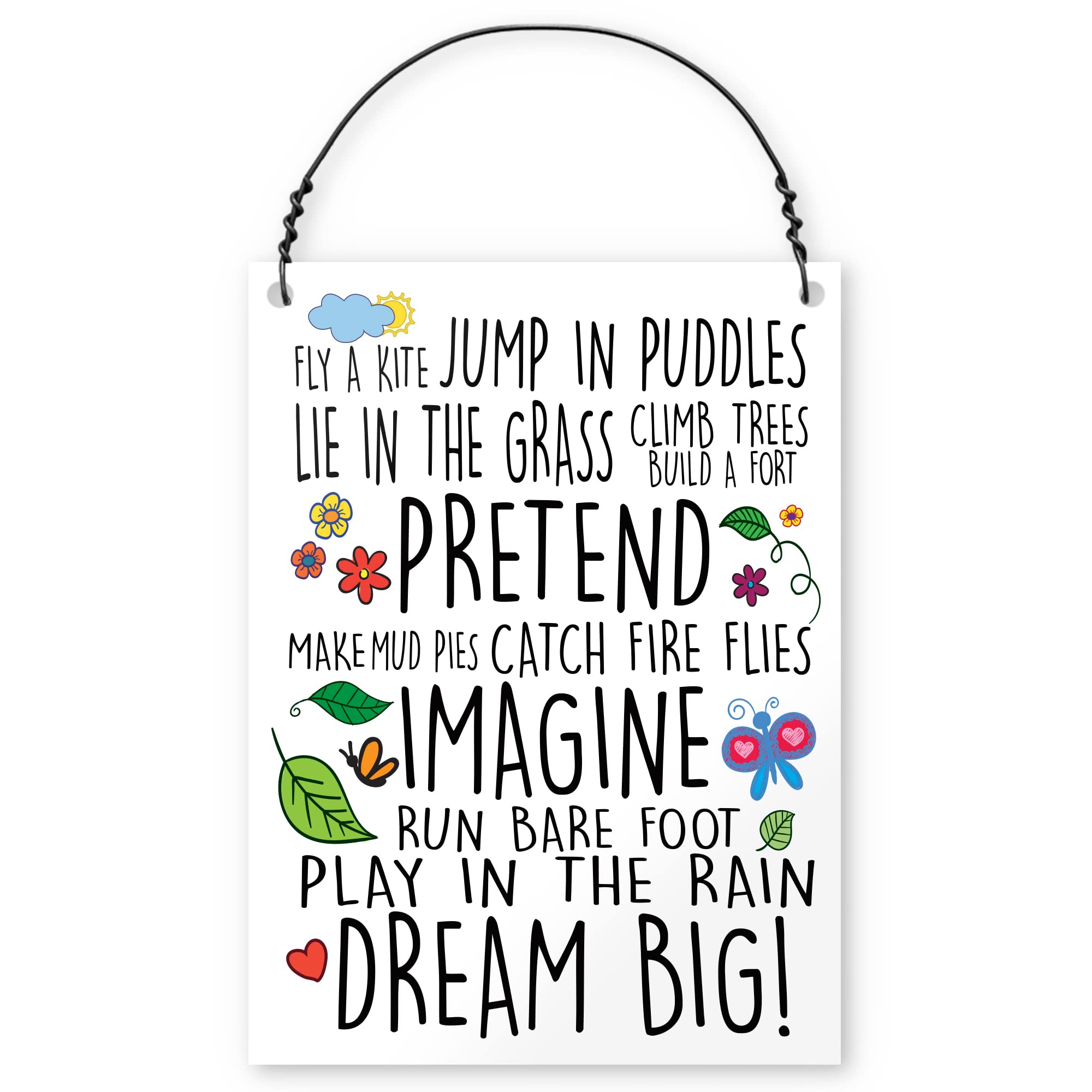 Dorothy Spring Fly A Kite, Jump In Puddles, Lay In The Grass Cute Quote Wall Metal Small Plaque Sign Size 4x3 inch